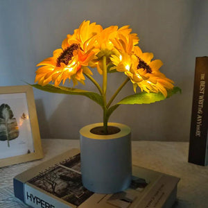 Led Sunflower Tree Lights Table Lamp Fairy Mother's Day Rose Night Light Home Party Christmas Wedding Bedroom Decoration Gift