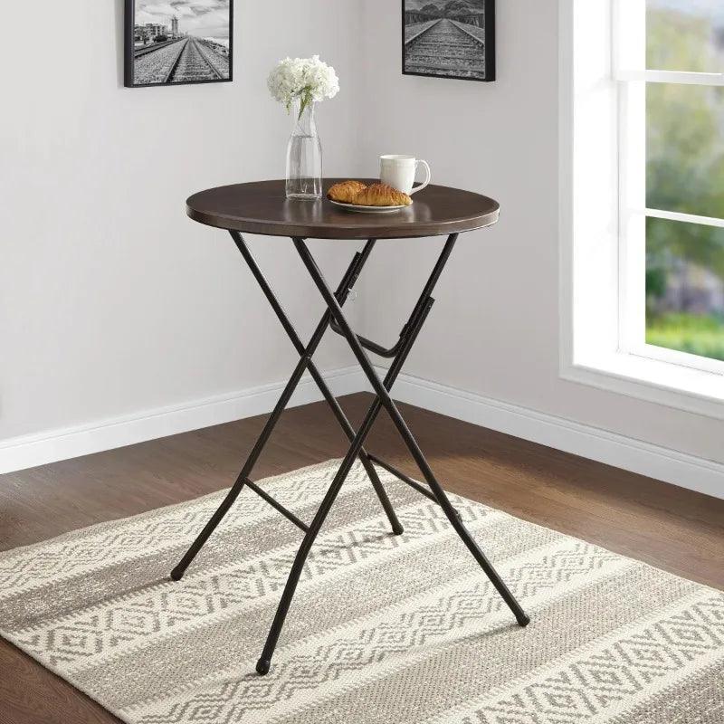 Mainstays 31" Round High-Top Folding Table, Walnut home bar furniture cocktail table