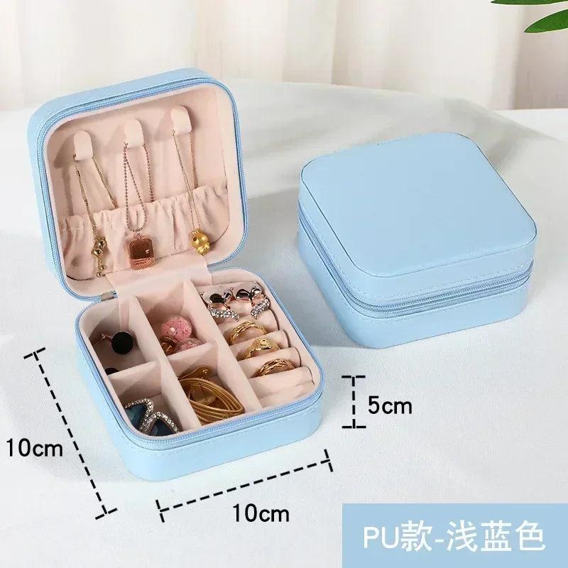 Mini Jewelry Storage Box Portable Earrings Necklace Ring Storage Case Travel Jewelry Organizer PU Leather Display Case