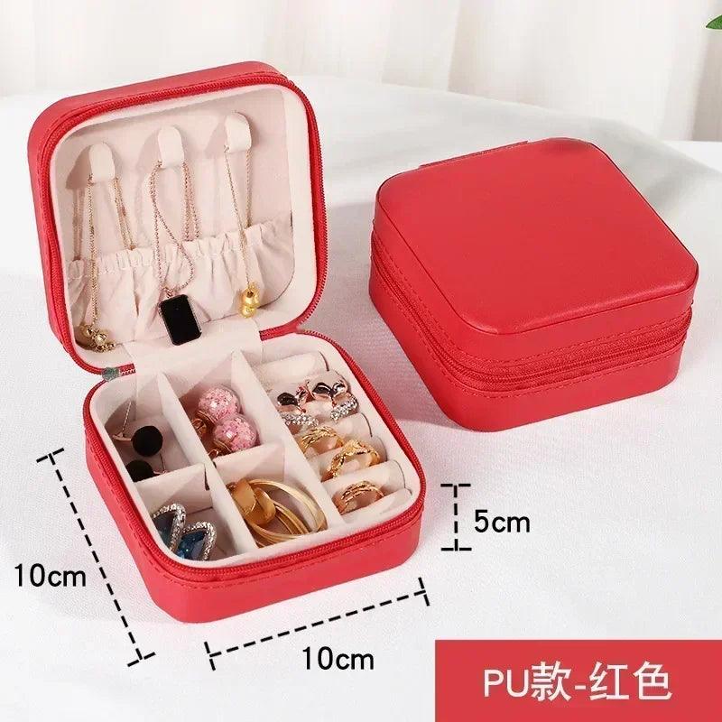 Mini Jewelry Storage Box Portable Earrings Necklace Ring Storage Case Travel Jewelry Organizer PU Leather Display Case