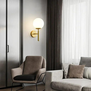 Modern Ball-shaped Glass Wall Lamp for Bedside Loft Aisle Hallway Foyer Led Wall Sconce Gold for Bathroom Fixtures Mirror Light