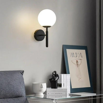 Modern Ball-shaped Glass Wall Lamp for Bedside Loft Aisle Hallway Foyer Led Wall Sconce Gold for Bathroom Fixtures Mirror Light