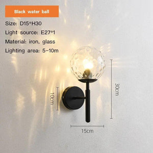 Modern Ball-shaped Glass Wall Lamp for Bedside Loft Aisle Hallway Foyer Led Wall Sconce Gold for Bathroom Fixtures Mirror Light