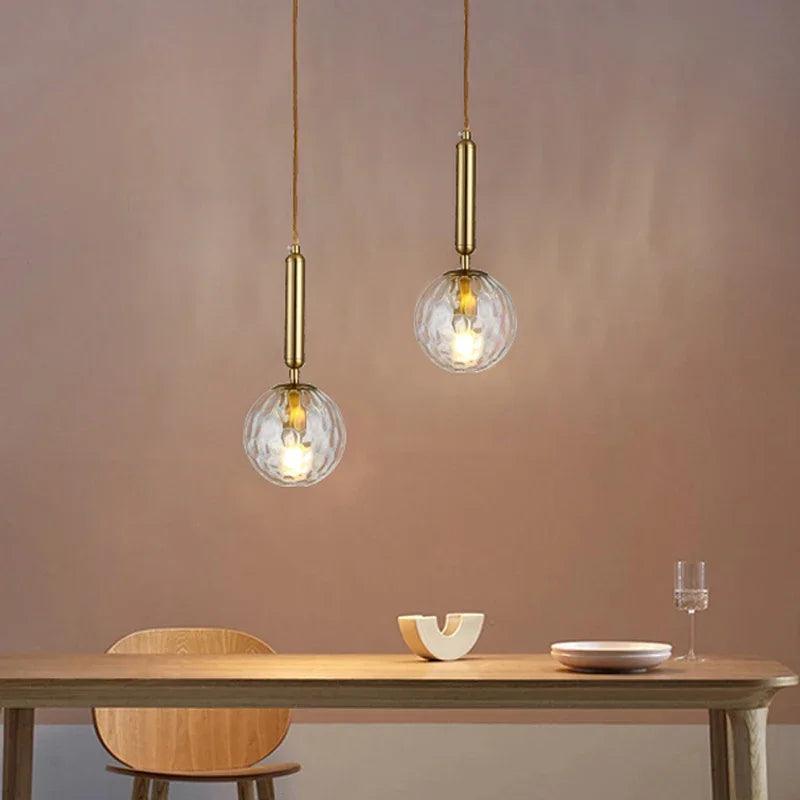 Modern Glass Ball Led Pendant Lamp Fixtures Gold Bedside Kitchen Hanging Lights Luminaire Dining Room Lighting Indoor Decoration