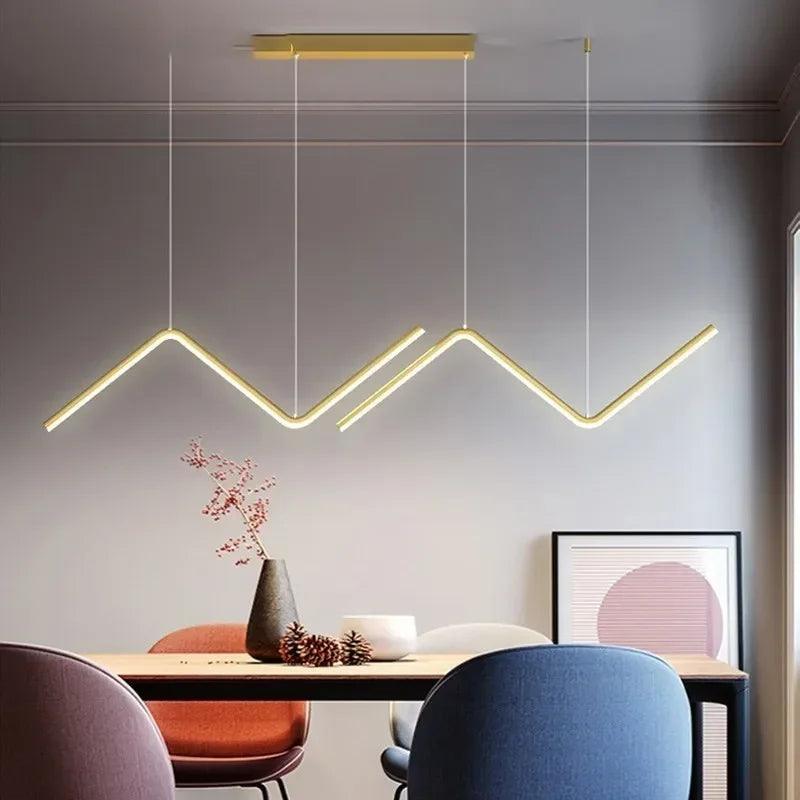 Modern LED Pendant Light Nodic Gold Hanging Chandelier For Tubular Restaurant Kitchen Office Coffee Indoor Decorative Lamps