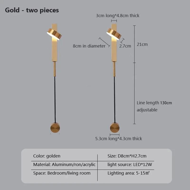 Modern LED Wall Lamps Minimalist Rotation Dimming Switch Home Indoor Aesthetic Wall Sconce Living Room Bedside Study Light Decor