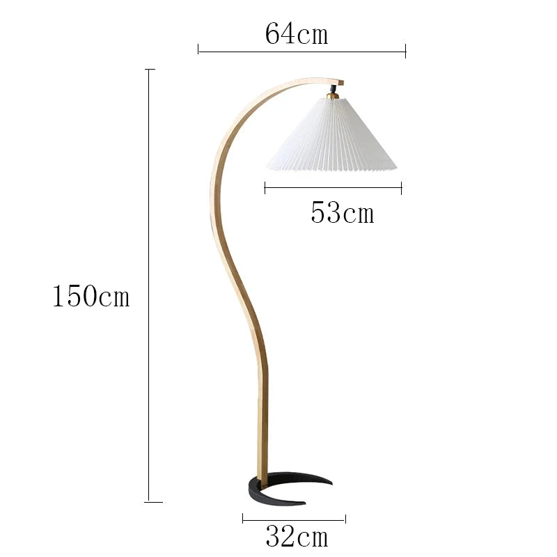 Modern Living Room LED Floor Lamp American Retro Pleated Standing Light Luxury Bedroom Bedside Lamp Chinese Creative Floor Lamps