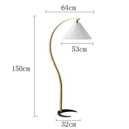 Modern Living Room LED Floor Lamp American Retro Pleated Standing Light Luxury Bedroom Bedside Lamp Chinese Creative Floor Lamps