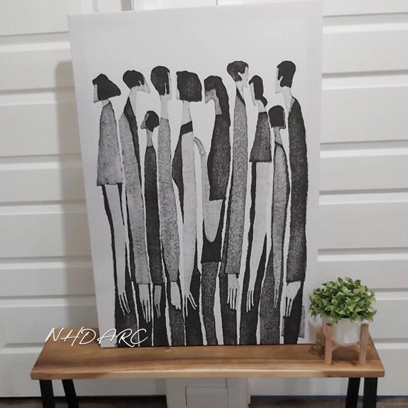 Modern Nordic Black White Abstract Characters Fashion Poster Painting Canvas Print Art Wall Picture Porch Living Room Home Decor