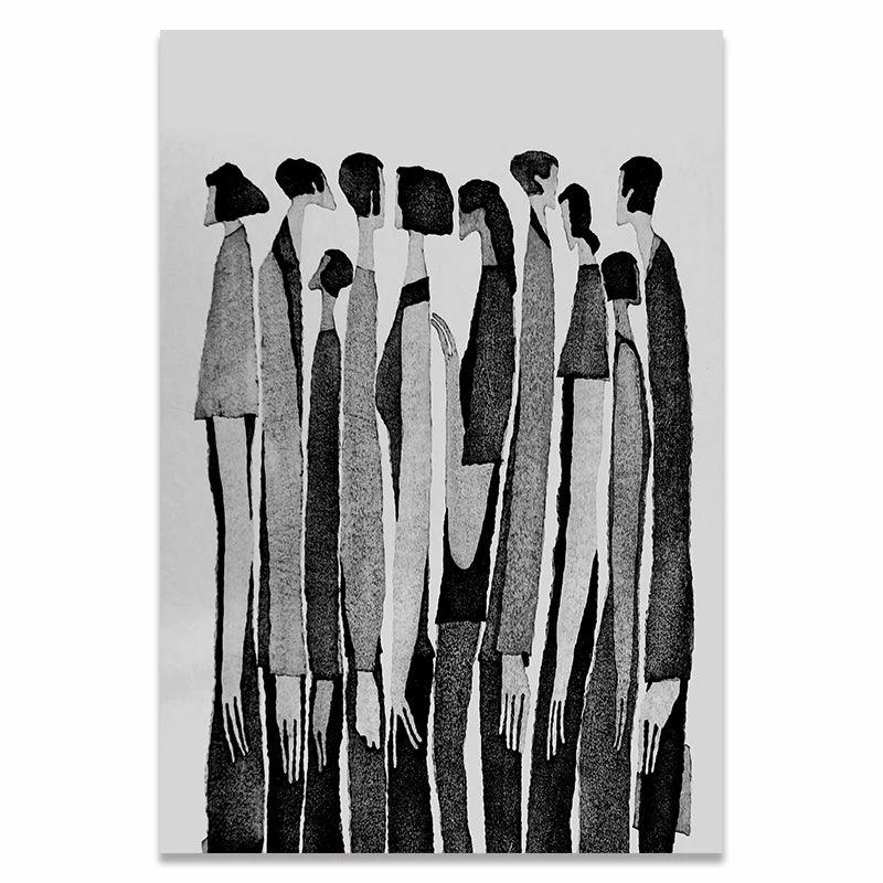 Modern Nordic Black White Abstract Characters Fashion Poster Painting Canvas Print Art Wall Picture Porch Living Room Home Decor