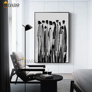 Modern Nordic Black White Abstract Characters Fashion Poster Painting Canvas Print Art Wall Picture Porch Living Room Home Decor