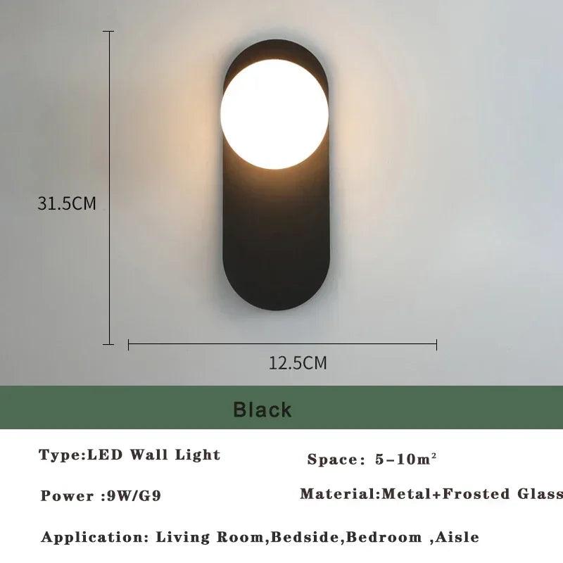 Modern Nordic LED Lustre Golden Black Wall Lamp Indoor Lighting Fixtures for Bedroom Living Room Wall Sconce Wall Lights