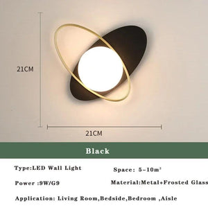 Modern Nordic LED Lustre Golden Black Wall Lamp Indoor Lighting Fixtures for Bedroom Living Room Wall Sconce Wall Lights