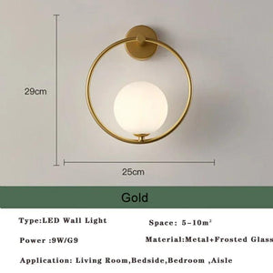 Modern Nordic LED Lustre Golden Black Wall Lamp Indoor Lighting Fixtures for Bedroom Living Room Wall Sconce Wall Lights