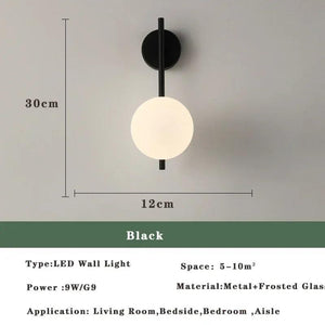 Modern Nordic LED Lustre Golden Black Wall Lamp Indoor Lighting Fixtures for Bedroom Living Room Wall Sconce Wall Lights