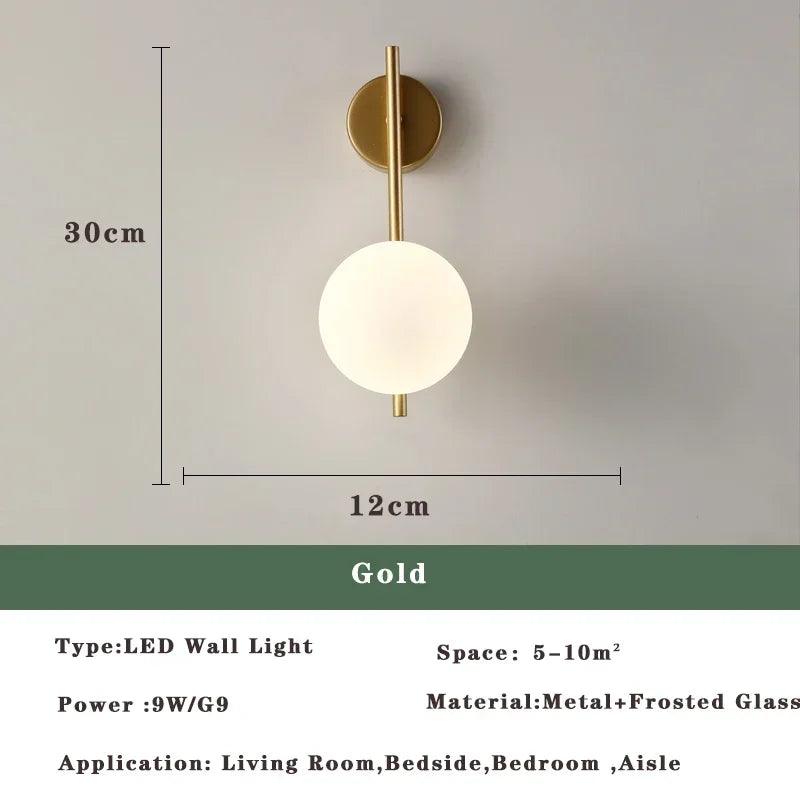 Modern Nordic LED Lustre Golden Black Wall Lamp Indoor Lighting Fixtures for Bedroom Living Room Wall Sconce Wall Lights