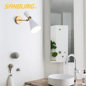 Modern Nordic Wall Light Lamp for Corridor Bedside Living Room Bedroom Iron Art Adjustable Plating E27 Base Head Sconce Fixture