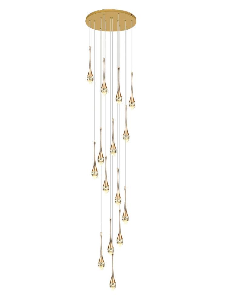 Modern Villa Chandelier Household Hanging Light Duplex Golden Loft Chandelier Minimalist Creative Crystal Staircase Pendent Lamp