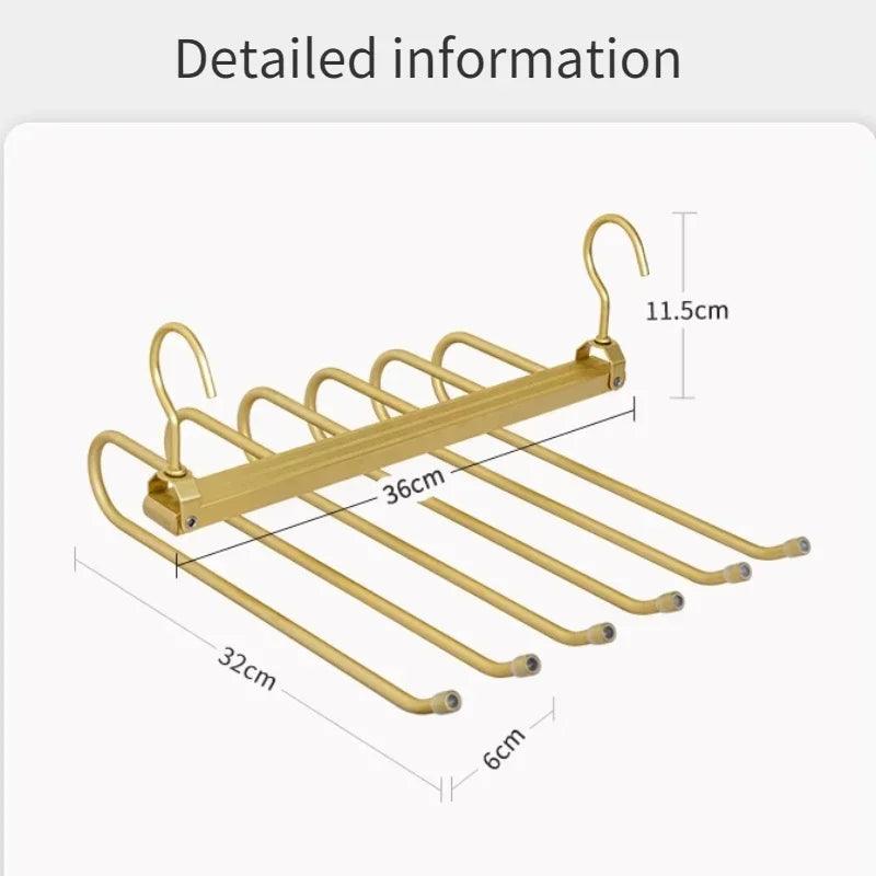 Multi-function Magic Pants Hangers,Rotatable Folding Aluminum Alloy Trouser Hanger,Non-Slip 6 in 1 Rack for Home Travel Dorm