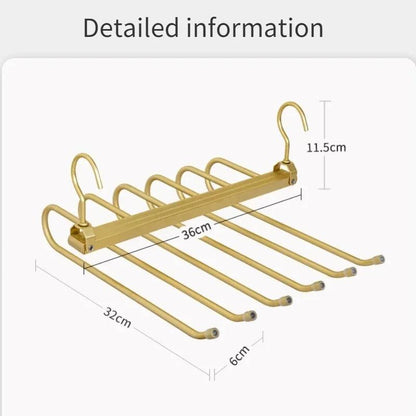 Multi-function Magic Pants Hangers,Rotatable Folding Aluminum Alloy Trouser Hanger,Non-Slip 6 in 1 Rack for Home Travel Dorm