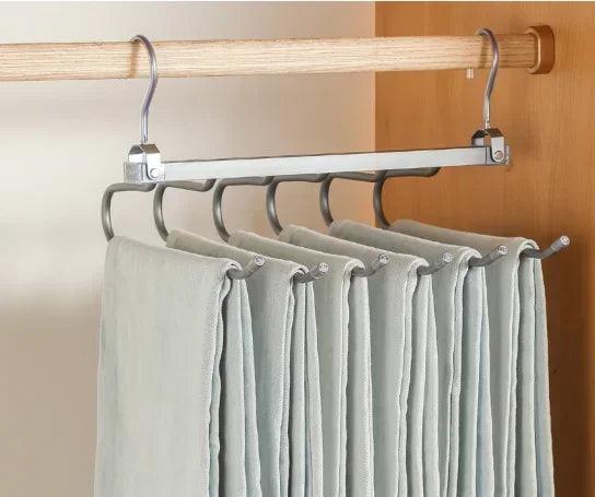 Multi-function Magic Pants Hangers,Rotatable Folding Aluminum Alloy Trouser Hanger,Non-Slip 6 in 1 Rack for Home Travel Dorm