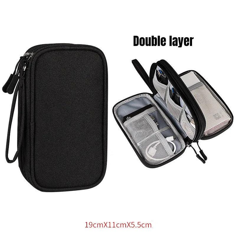 NEW Travel Organizer Bag Cable Storage Organizers Pouch Carry Case Portable Waterproof Double Layers Storage Bags For Cable Cord