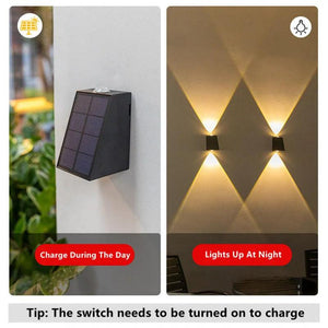 New LED Outdoor Solar Wall Light Garden Villa Courtyard Porch Landscape Decorative Lamp Up And Down Luminous Wall Washer Lights