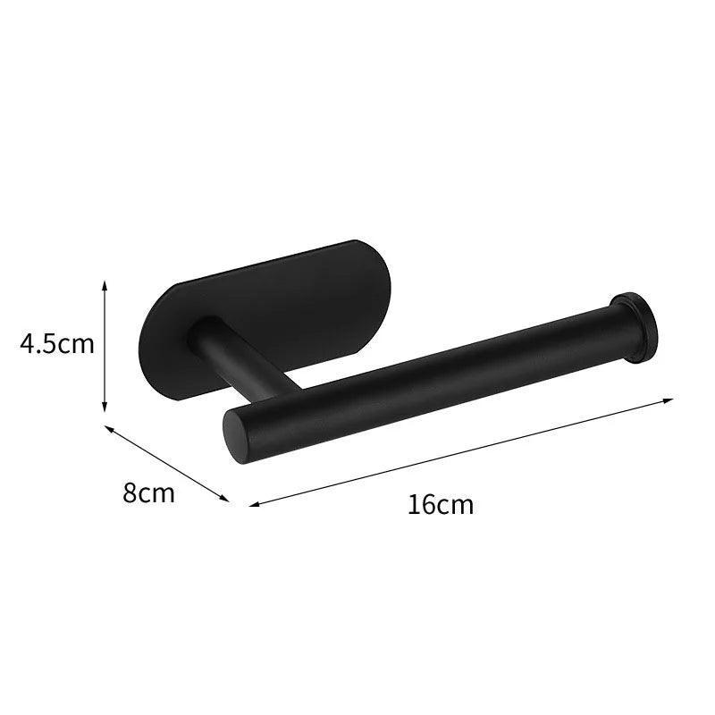 No Drilling Stainless Steel Self-adhesive Towel Bar Paper Holder Robe Hook Towel Ring Black Silver Gold Bathroom Accessories Set