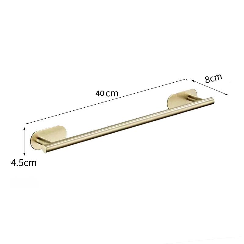 No Drilling Stainless Steel Self-adhesive Towel Bar Paper Holder Robe Hook Towel Ring Black Silver Gold Bathroom Accessories Set