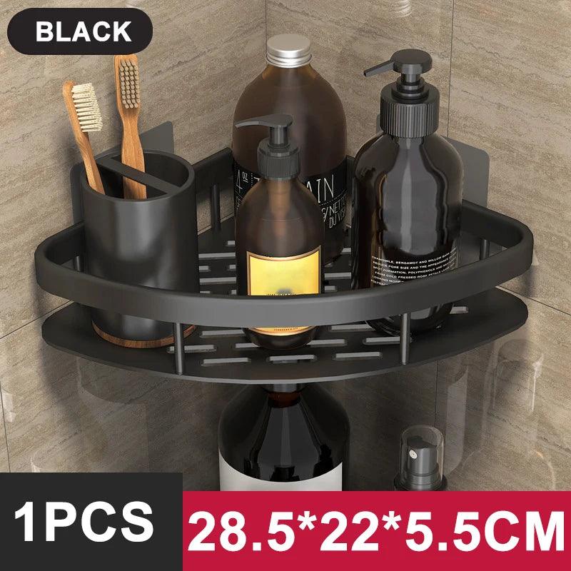 No Punching Bathroom Shelf Wall Mounted Kitchen Organizer Stainless Steel Bathroom Basket Shampoo Rack Bathroom Accessories