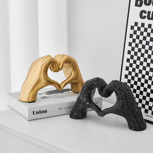 Nordic Creative Heart Gesture Sculpture Resin Abstract Hand Love Statue Figurines Wedding Home Living Room Desktop Decoration