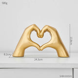 Nordic Creative Heart Gesture Sculpture Resin Abstract Hand Love Statue Figurines Wedding Home Living Room Desktop Decoration