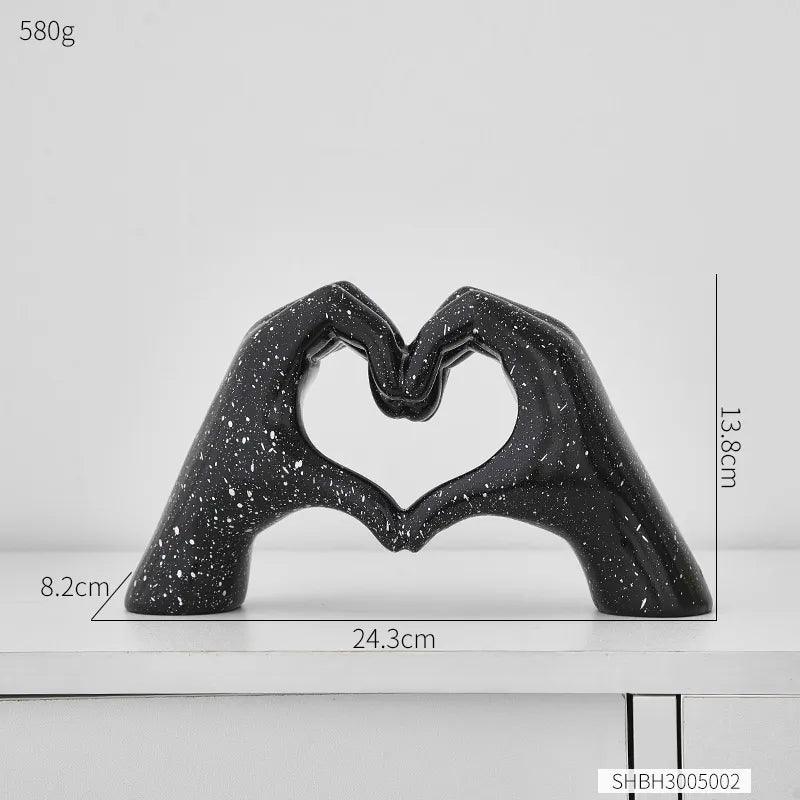 Nordic Creative Heart Gesture Sculpture Resin Abstract Hand Love Statue Figurines Wedding Home Living Room Desktop Decoration