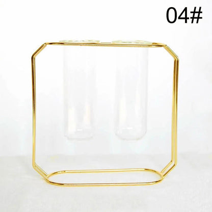 Nordic Creative Vase Home Decor Golden Glass Vase Hydroponic Plant Holder Iron Line Flowers Ornament Home Garden Decoration Hot