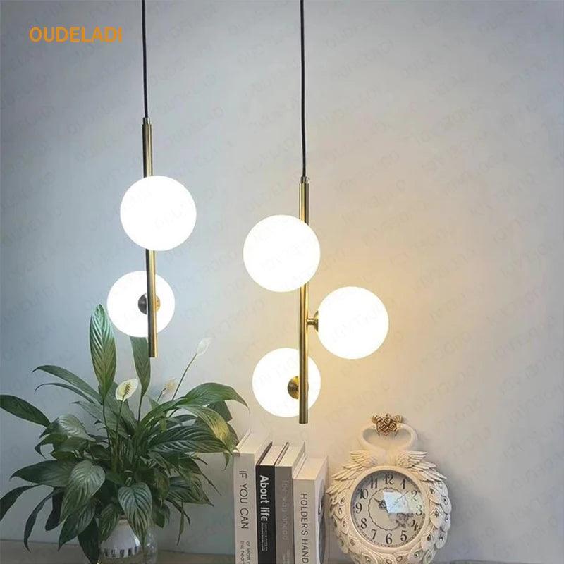 Nordic Glass ball LED Pendant lights Brass Black Bedroom Hanging Lamp Modern Living room Dining Decor Lights Fixture