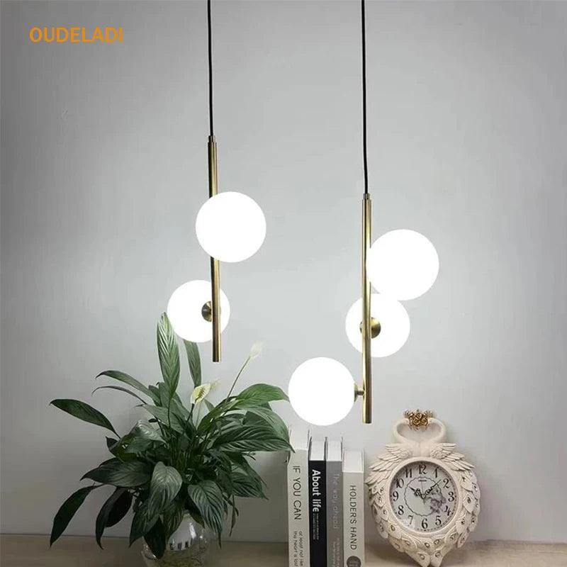 Nordic Glass ball LED Pendant lights Brass Black Bedroom Hanging Lamp Modern Living room Dining Decor Lights Fixture