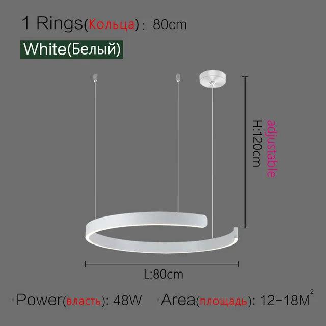 Nordic Ring Led Pendant Lamp Dimmable for Dining Living Room Center Table Kitchen Chandelier Home Decor Lusters Lighting Fixture