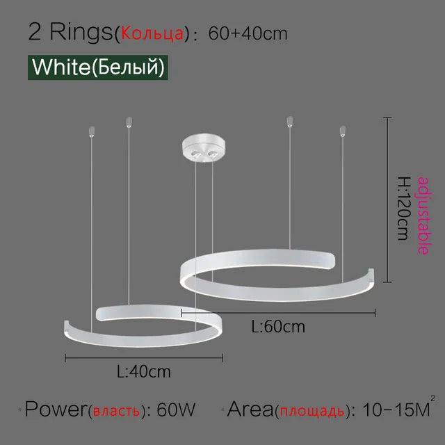 Nordic Ring Led Pendant Lamp Dimmable for Dining Living Room Center Table Kitchen Chandelier Home Decor Lusters Lighting Fixture