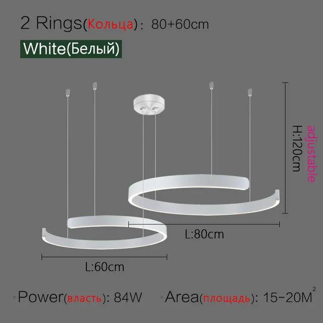 Nordic Ring Led Pendant Lamp Dimmable for Dining Living Room Center Table Kitchen Chandelier Home Decor Lusters Lighting Fixture