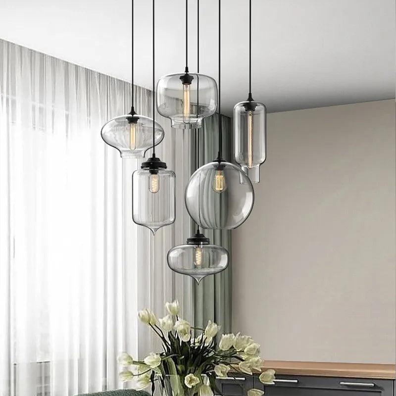 Nordic hanging loft Glass lustre Pendant Light industrial decor Lights Fixtures Modern E27/E26 for Kitchen Restaurant Lamp