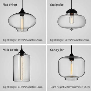 Nordic hanging loft Glass lustre Pendant Light industrial decor Lights Fixtures Modern E27/E26 for Kitchen Restaurant Lamp