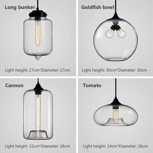 Nordic hanging loft Glass lustre Pendant Light industrial decor Lights Fixtures Modern E27/E26 for Kitchen Restaurant Lamp