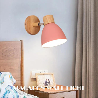 Nordic wall lights bedside wall sconce modern wall light for bedroom Nordic macaroon 6 color steering head E27 85-285V