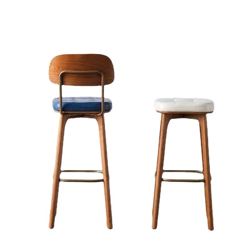 OK Solid wood bar chair back Modern wrought iron high stool High chair designer home light luxury bar chair