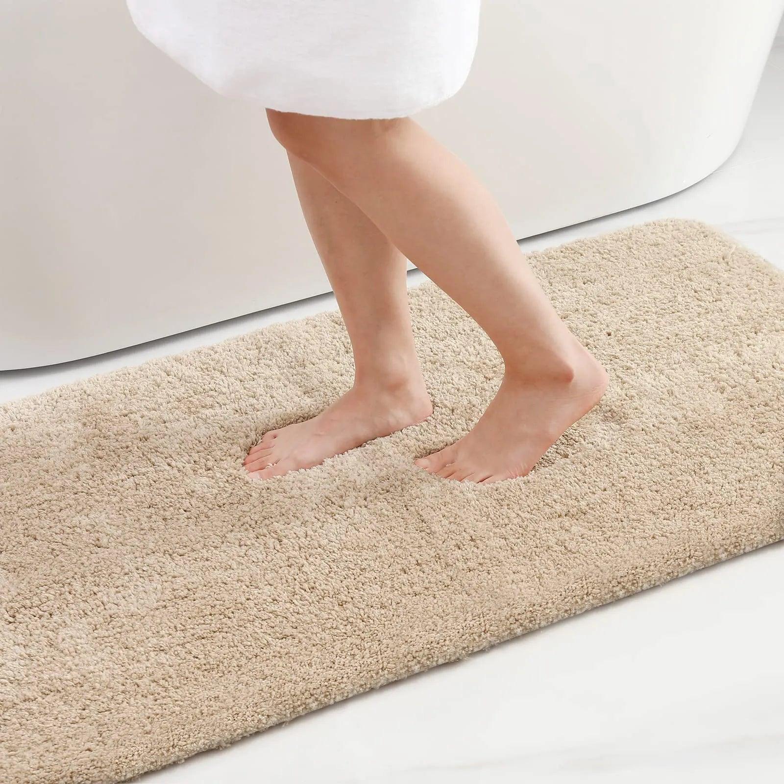 Olanly Soft Bathroom Plush Rug Absorbent Quick Dry Bath Mat Shower Pad Floor Protector Decor Non-Slip Living Room Bedroom Carpet