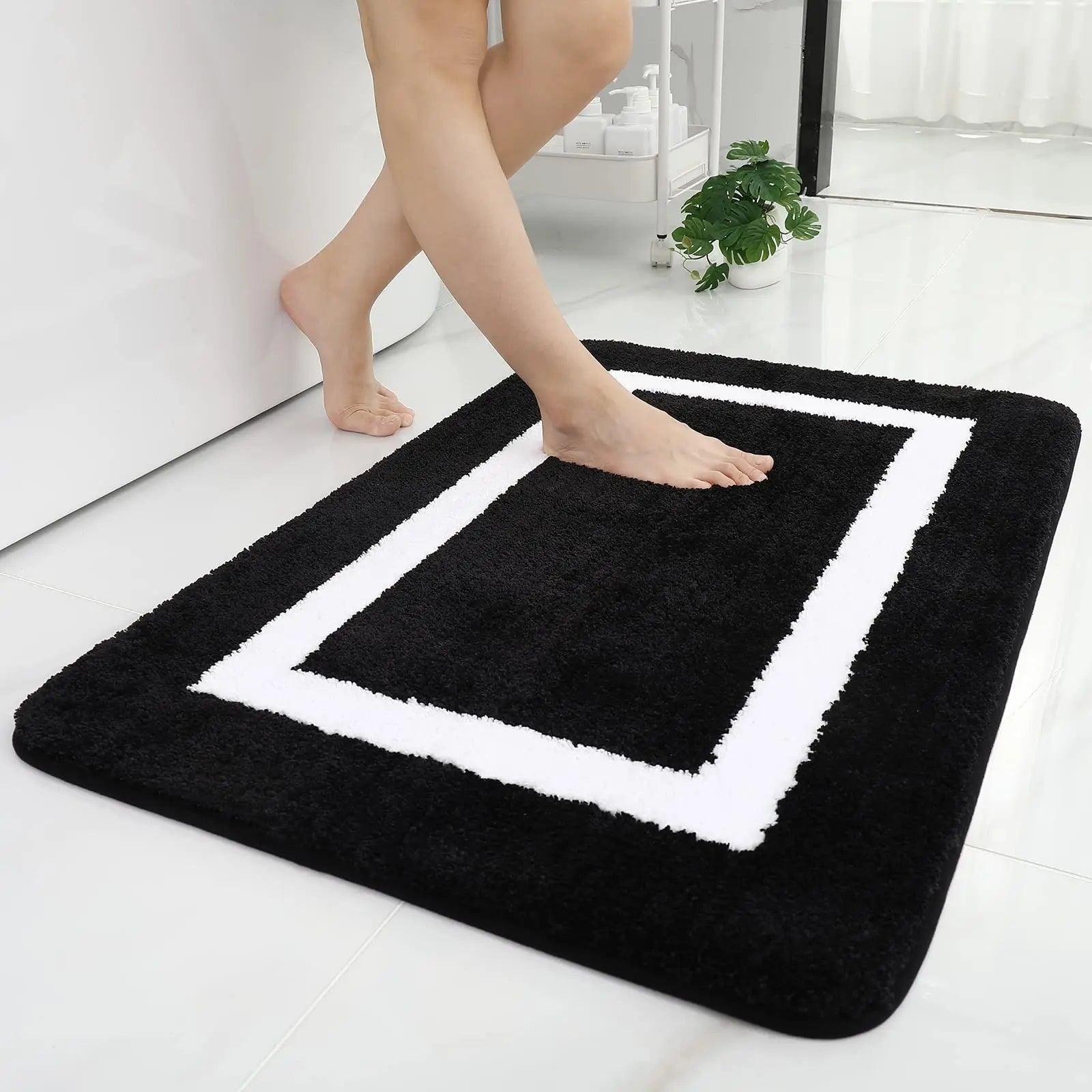 Olanly Soft Bathroom Plush Rug Absorbent Quick Dry Bath Mat Shower Pad Floor Protector Decor Non-Slip Living Room Bedroom Carpet