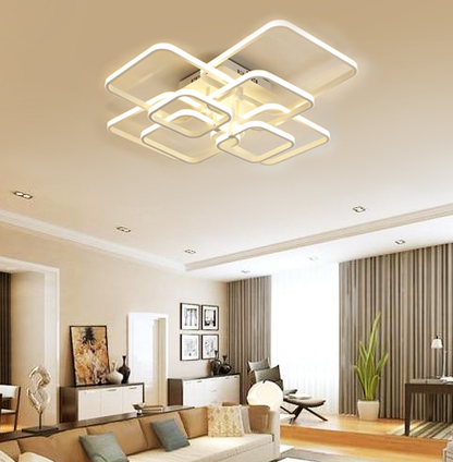 White Square Modern LED Chandelier