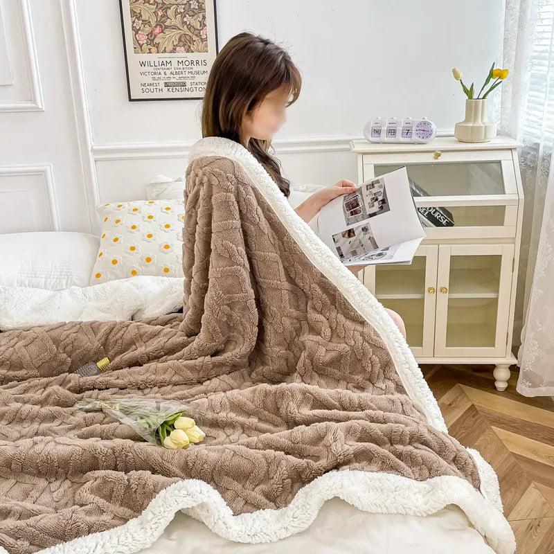 Plaid Blanket Wool Fleece Warm Winter Blankets for Adults Kids sofa Bed Cover Duvet Plush Winter Throw Bedspread for Beds