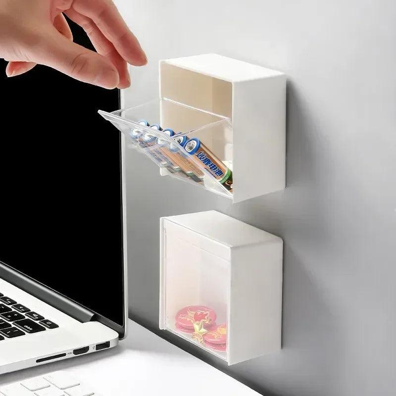 Plastic Wall Mounted Storage Boxes Dustproof Bathroom Organizer for Cotton Swabs Makeup Adhesive Small Jewelry Holder Box