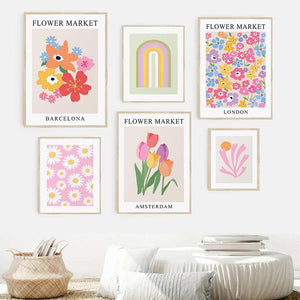 Rainbow Matisse Flower Market Butterfly Heart Wall Art Canvas Painting Posters And Prints Wall Pictures For Living Room Decor